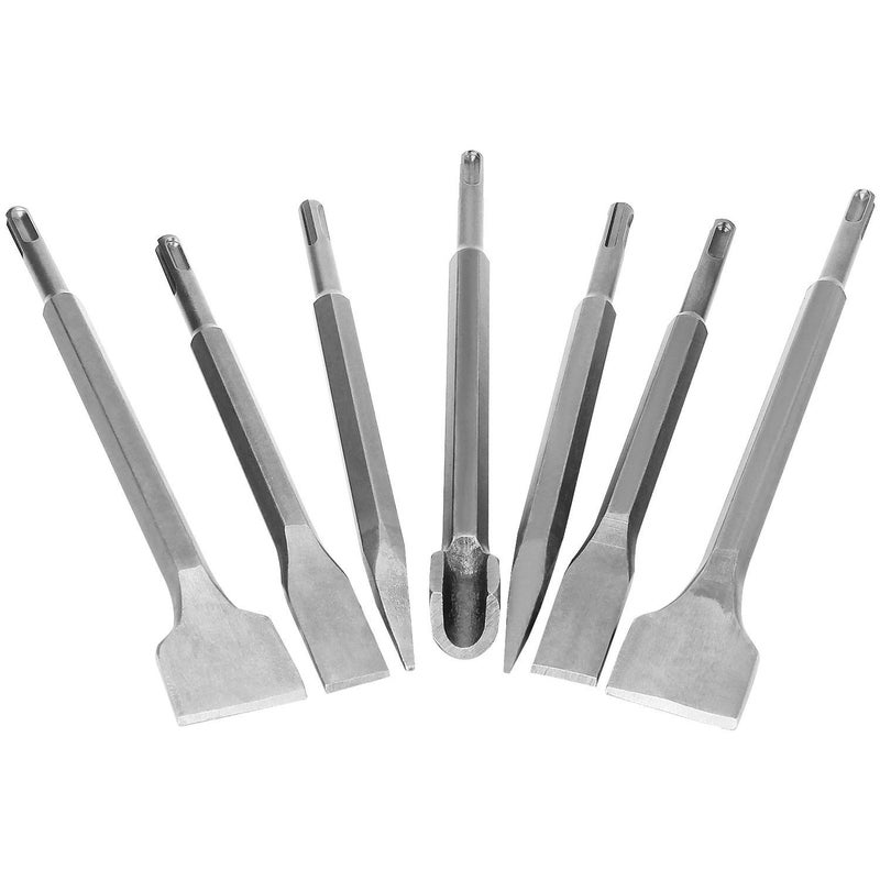 APACALI 7pc 3/8 inch SDS Plus Drill Chisel Set, Includes 40mm, 20mm & Specialty Chisels - Image 1